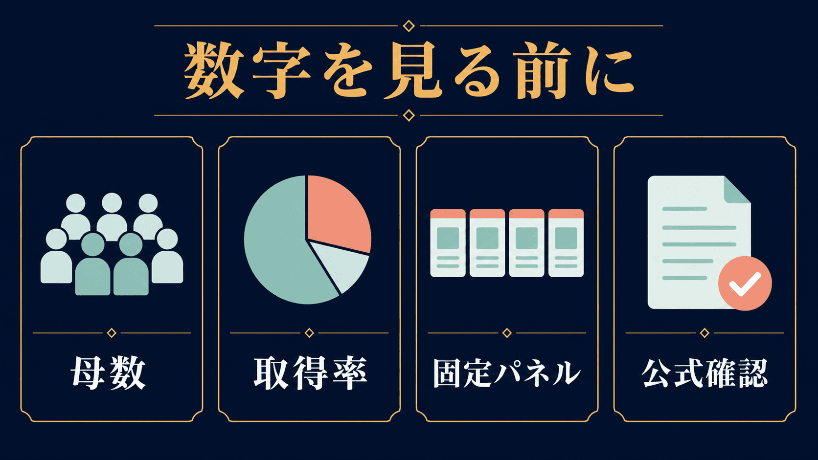 母数、取得率、固定パネル、公式確認の4項目で公開データを読む方法